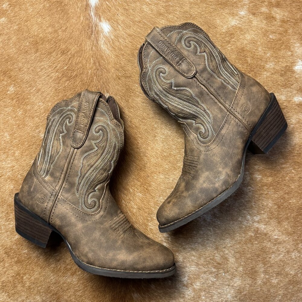 Durango Brown Distressed Western Ankle Boots